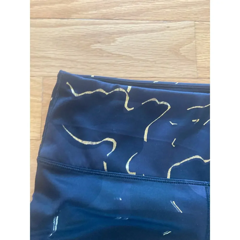 Noli Studio Guerra Gold Foil Marble Black Leggings Yoga L